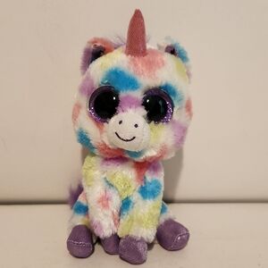 6 1/2” Ty Wishful Rainbow Spotted Unicorn Plush Stuffed Animal